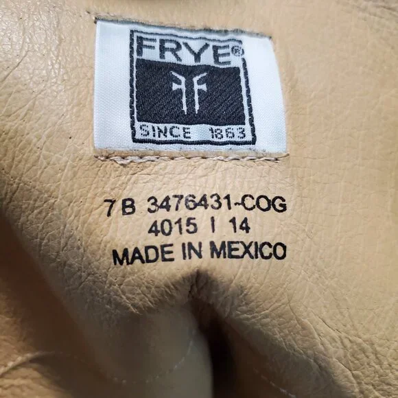 Frye Tan Brown Leather Cowgirl Western Bohemian Rodeo Boho Riding Tall Boots 7 B - Picture 15 of 16